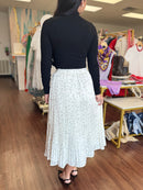Polka Dot Pleated Maxi Skirt