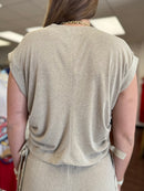 Taupe Side Tie Knit Top