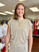 Taupe Side Tie Knit Top
