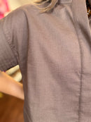 Linen Blend Short Sleeve Button Down Top