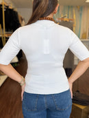 Ribbed Mock Neck Top | Short Sleeve Basic