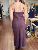 Burgundy Slip Dress | Sueded Cowl Neck Midi
