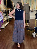 Mock Neck Mixed Media Sleeveless Maxi