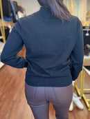 Fine Knit Sweater with Bow Shoulder Detail | Molly Bracken | Black or Burgundy