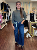 Long Sleeve Knit Top With Rhinestone Detail
