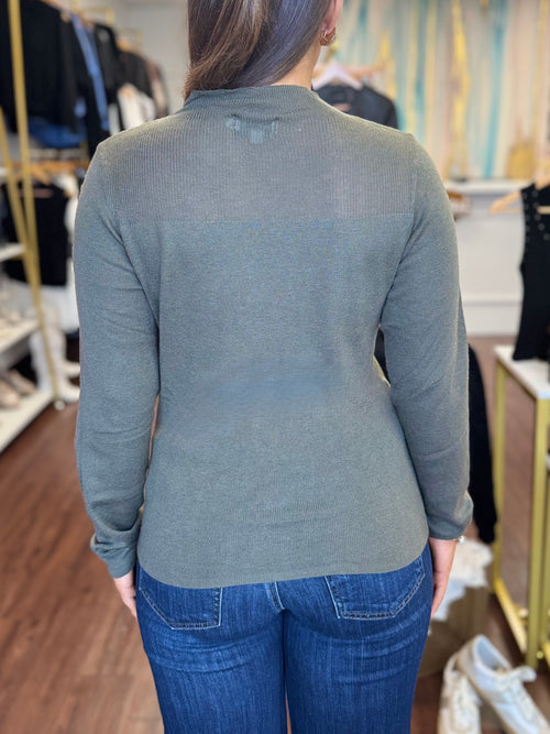 Long Sleeve Knit Top With Rhinestone Detail