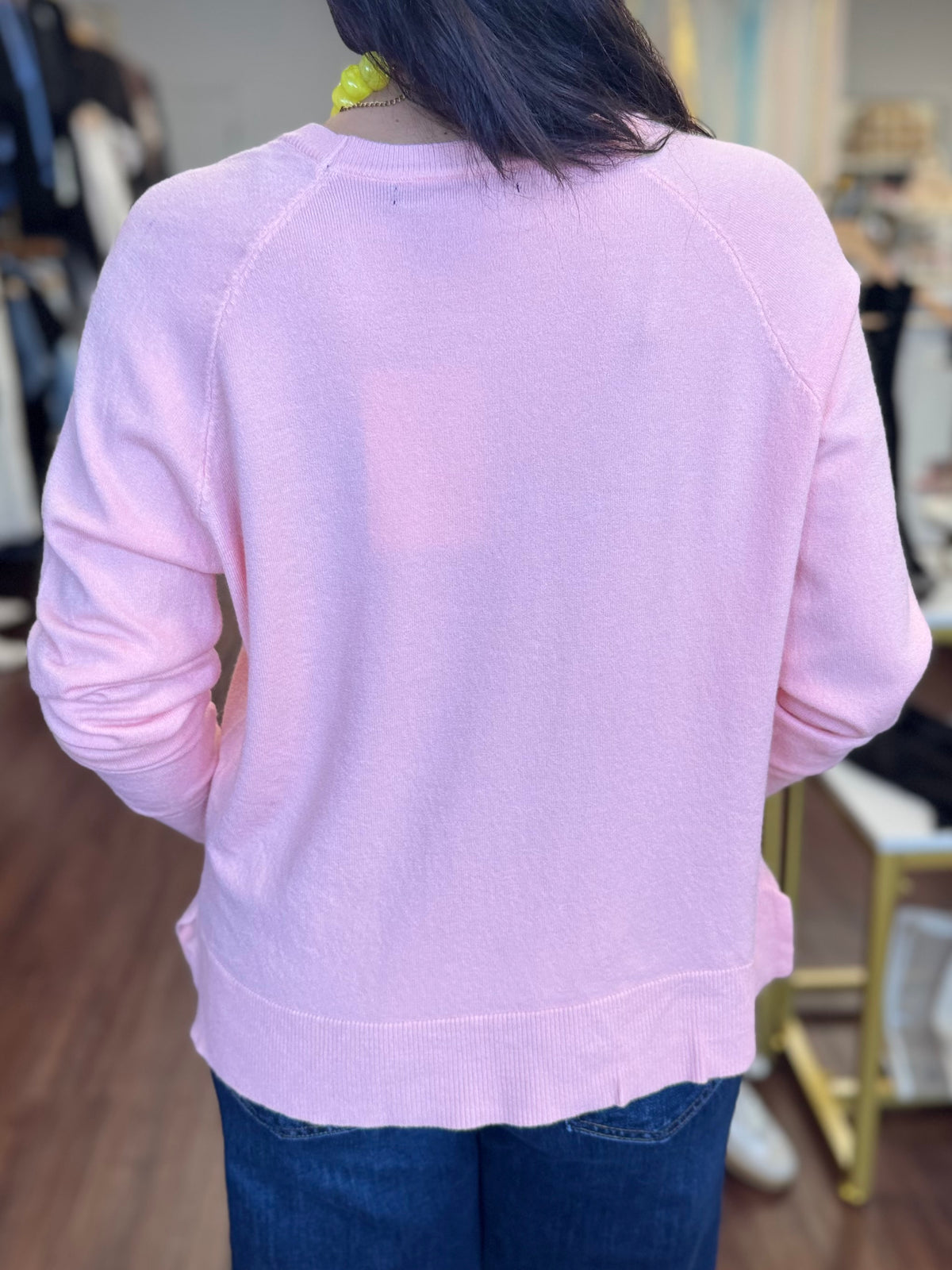 Coral Relaxed Raglan Sleeve Side Slit Top