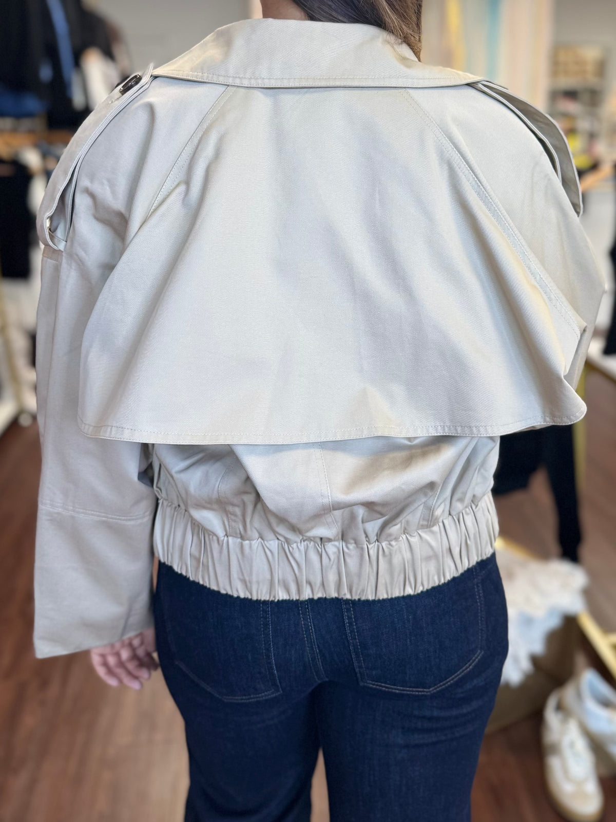 Cropped Trench Coat | Structured Double Breasted Belted Short Jacket