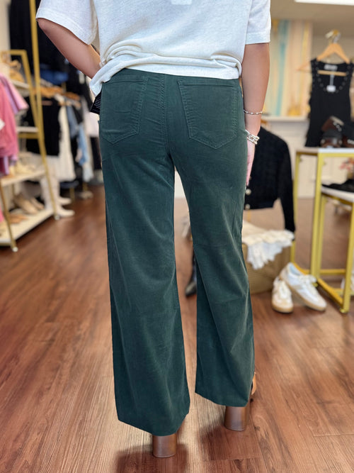 Meg HR Fab AB Wide Leg Corduroy- Evergreen