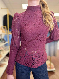 Long Sleeve Lace Top With Back Zipper