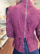 Long Sleeve Lace Top With Back Zipper