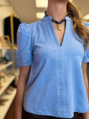 Sky Faux Suede Short Sleeve Top
