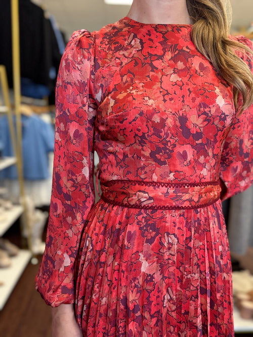 Floral pleated mini dress back view