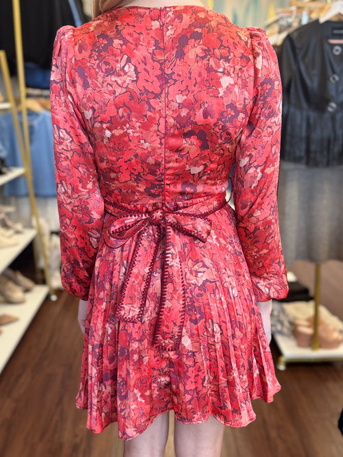 Floral print pleated texture close-up