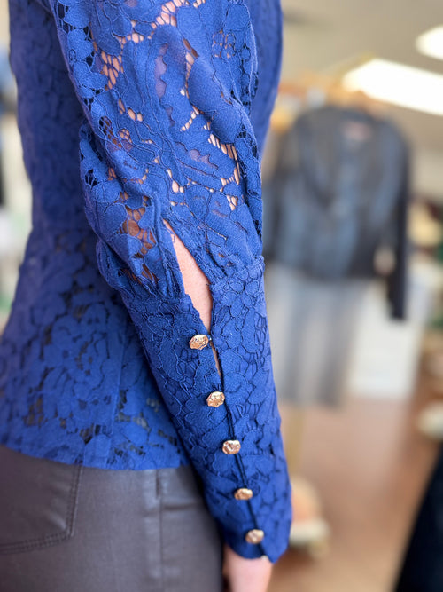 Long Sleeve Lace Top With Back Zipper