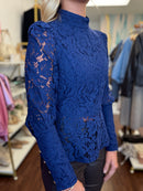 Long Sleeve Lace Top With Back Zipper