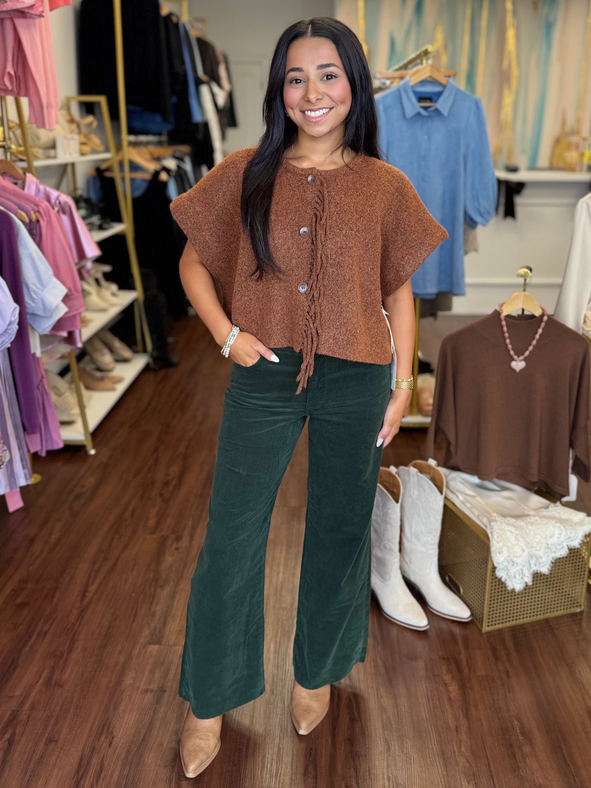 Bonfire cropped sweater vest front view