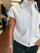 Oatmeal cropped vest back view