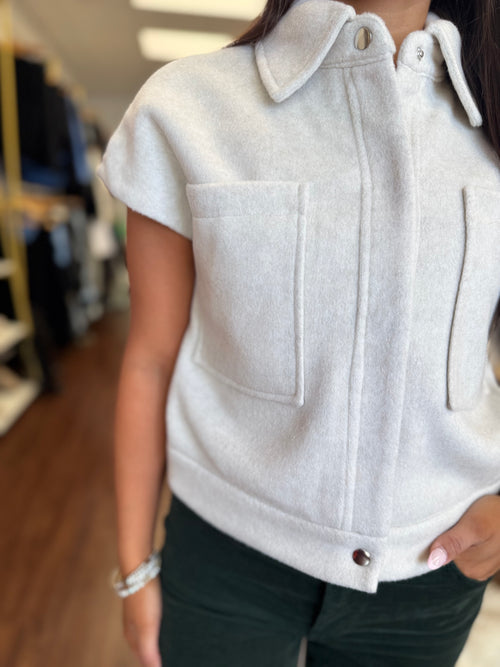 Oatmeal cropped vest back view