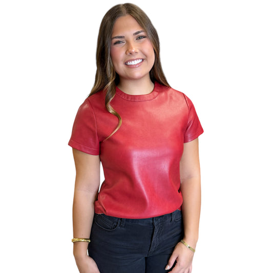 Red Faux Leather Tee