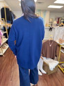Navy cardigan curved hi-lo back hem