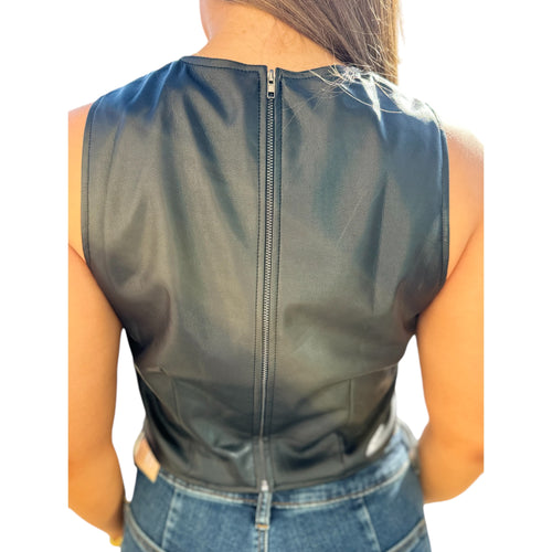 New Era Versatile Faux Leather Sleeveless Top