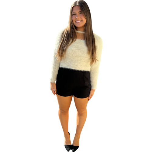 Renzo High Waisted Side Zip Front Pocket Tailored Short