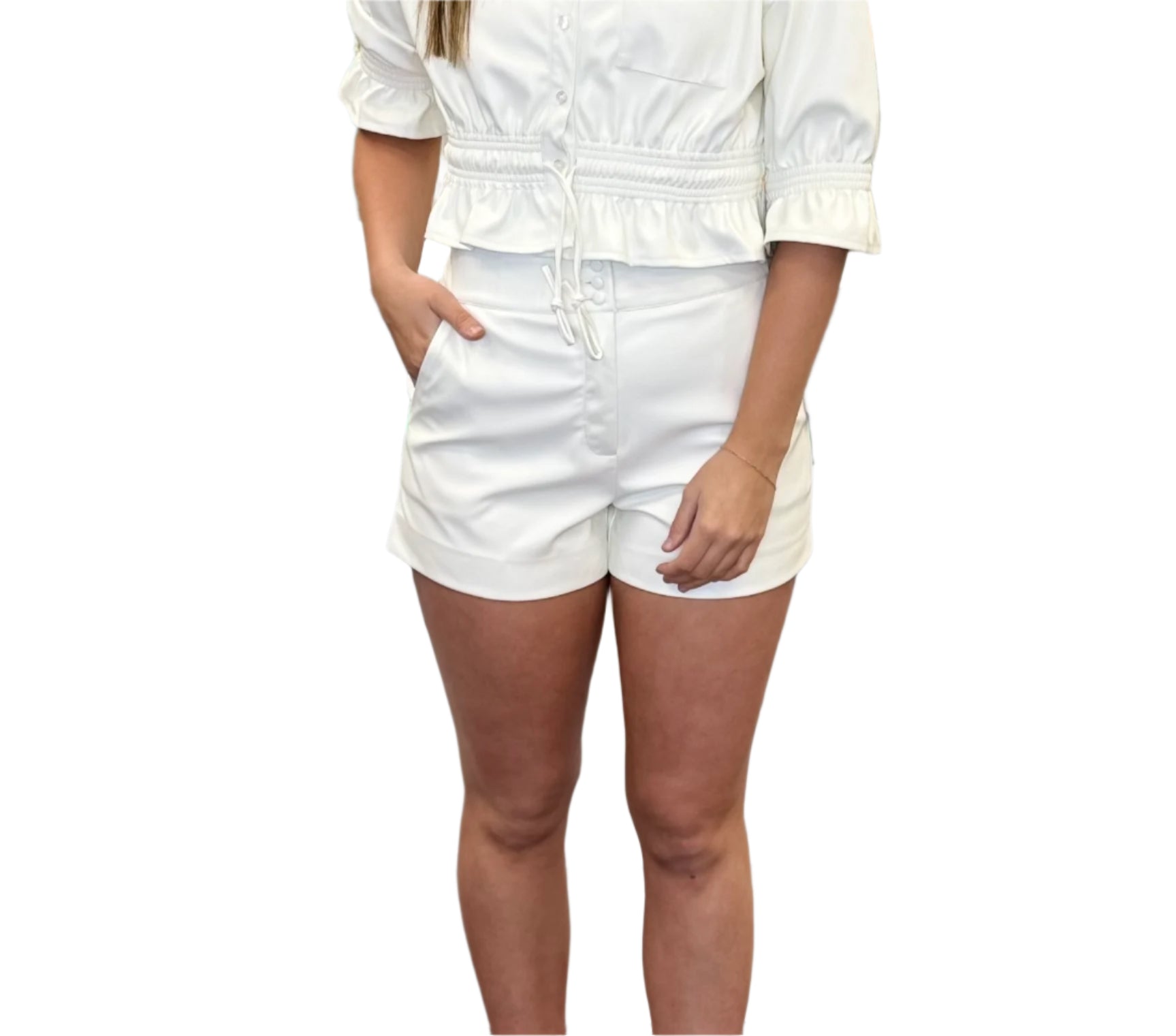 White Vegan Leather Shorts