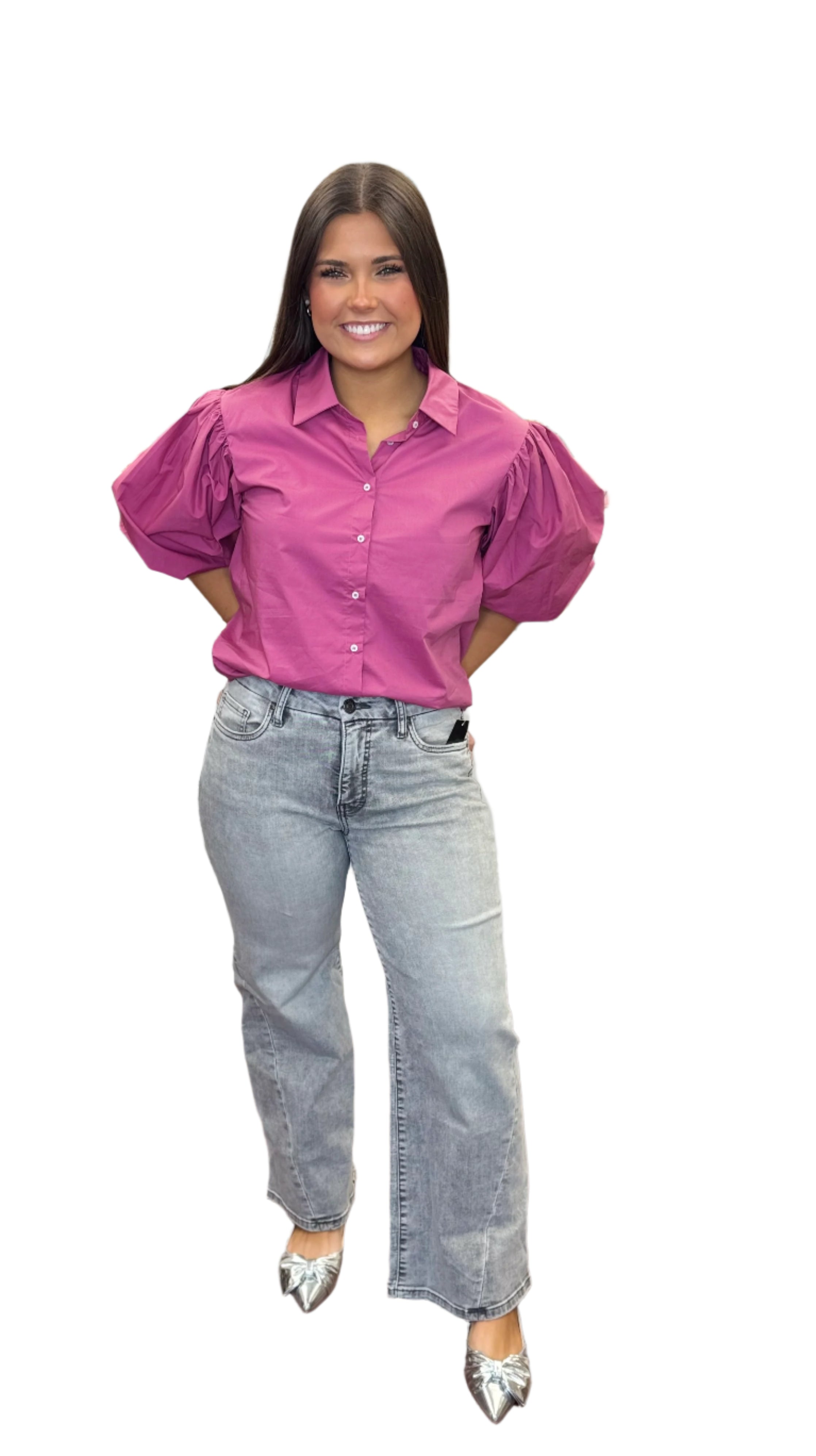 Raspberry Poplin Top