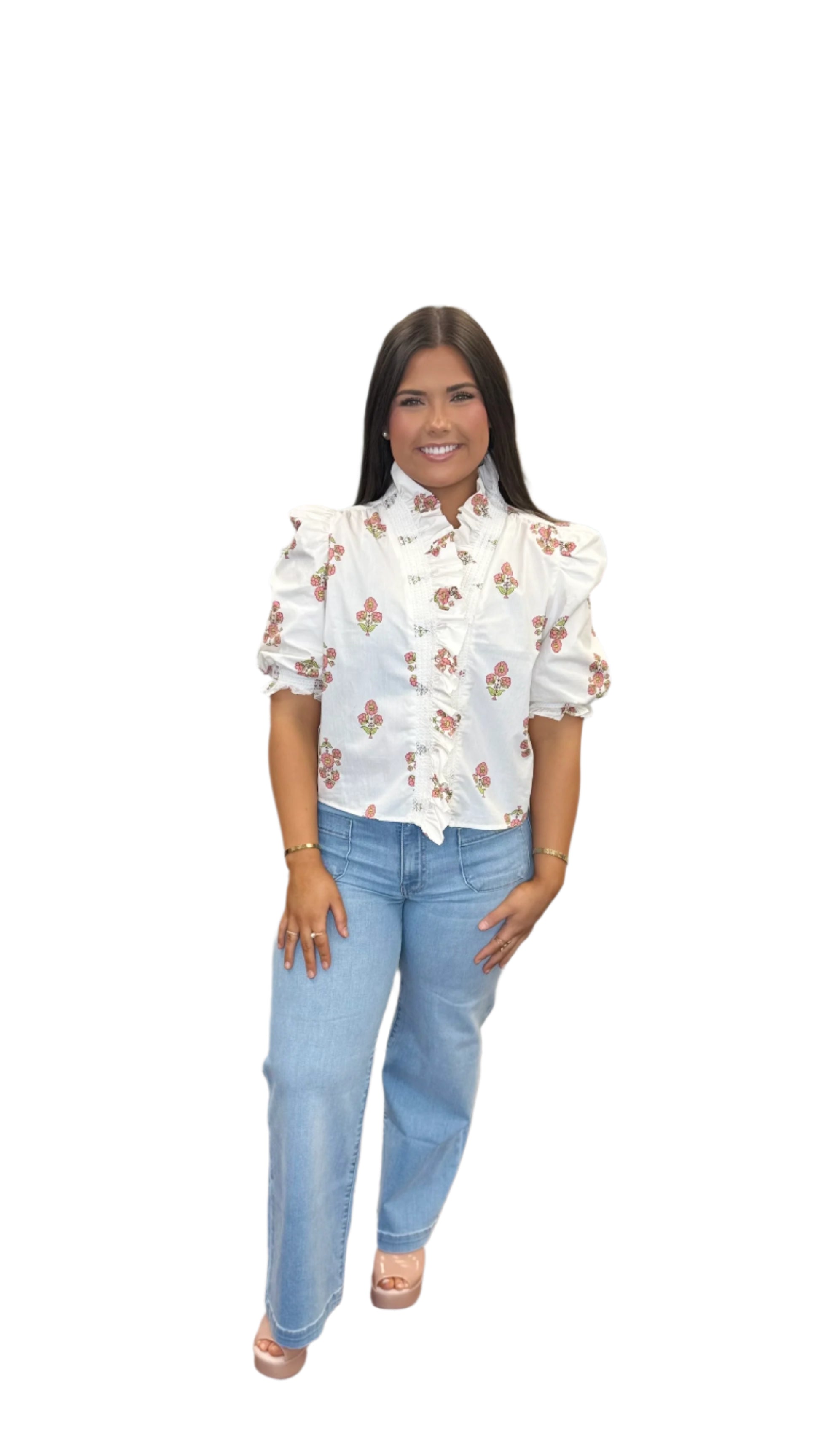 London Floral Ruffle Top