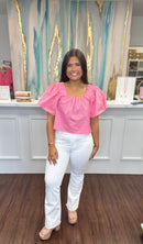 Solid Poplin Square Neck Top