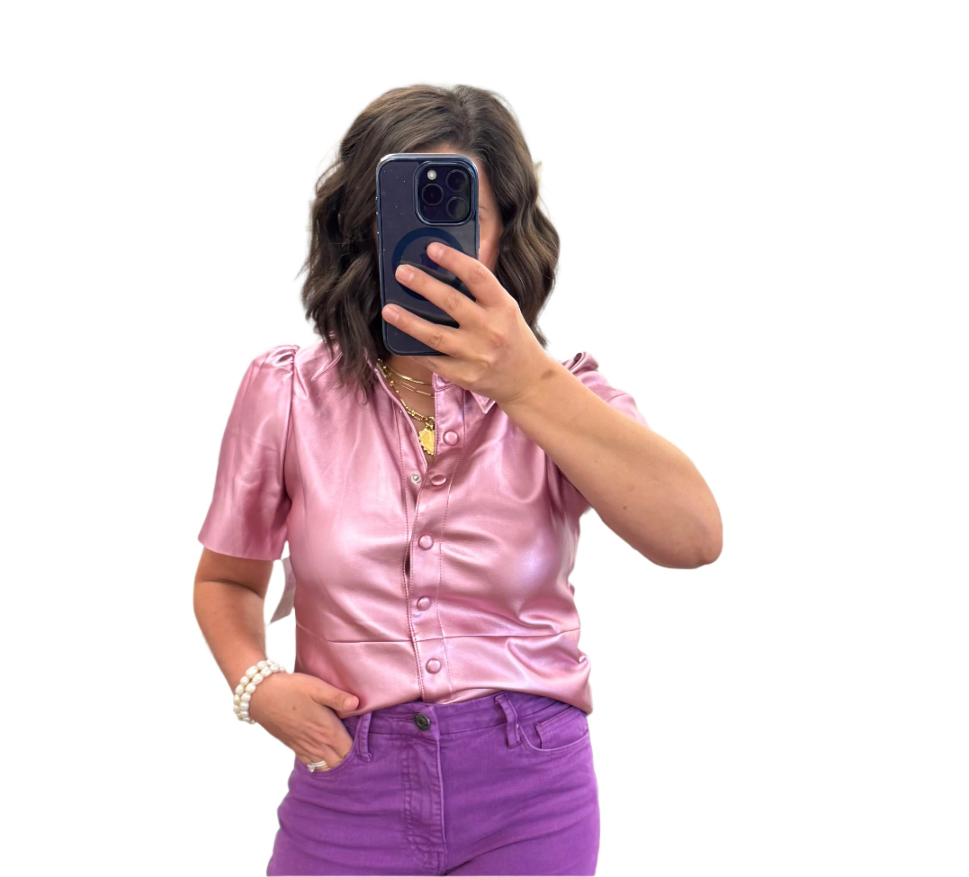 Orchid Vegan Leather Top
