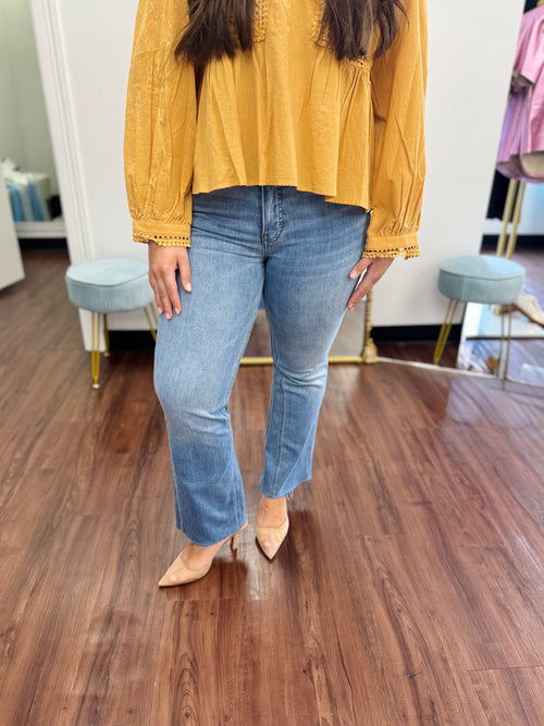 Kelsey High Rise Fab AB Ankle Flare Jean in Honest Medium Wash