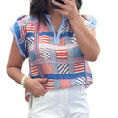 Flutter Sleeve Striped Top