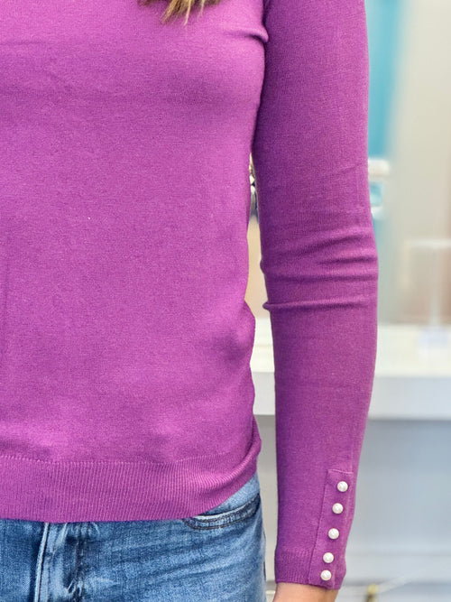 Pearl Soft Ribbed Mock Neck Top