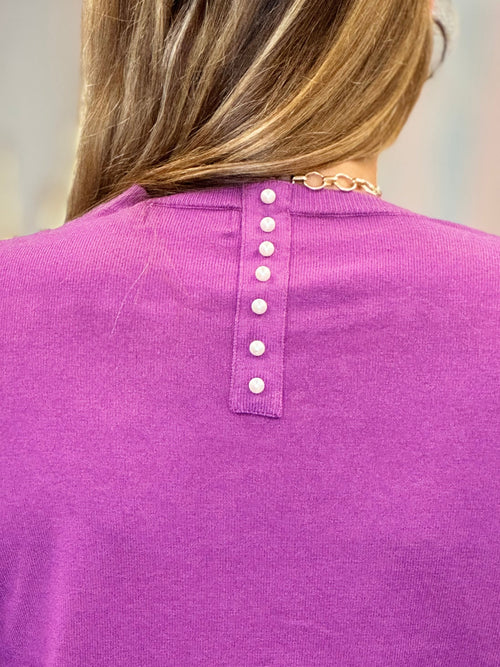Pearl Soft Ribbed Mock Neck Top