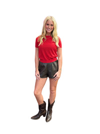Brown Faux Leather Shorts