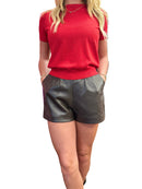 Brown Faux Leather Shorts