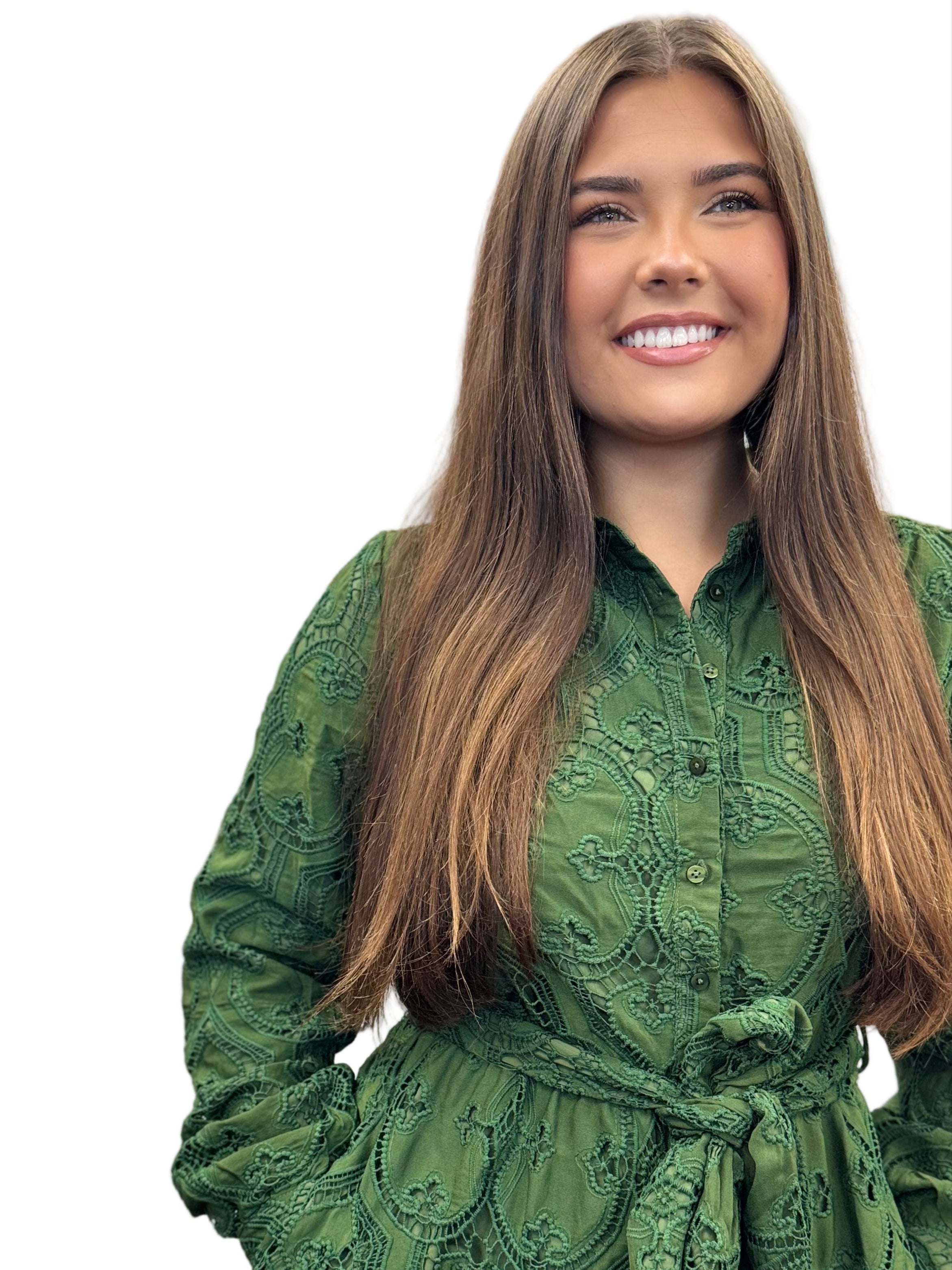 Serane Embroidered Lace Shirt Dress