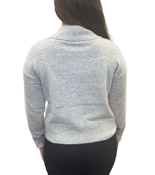 Lilia Grey Dropped Shoulder Boxy Knit Sweater