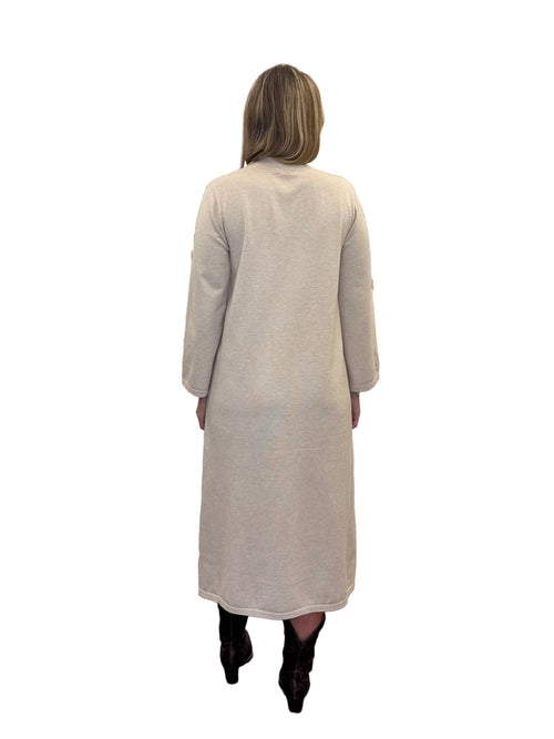 Solid Mock Neck Long Sleeve Midi Dress