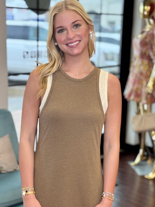 Sand Toys Mocha Layered Tank Midi Dress