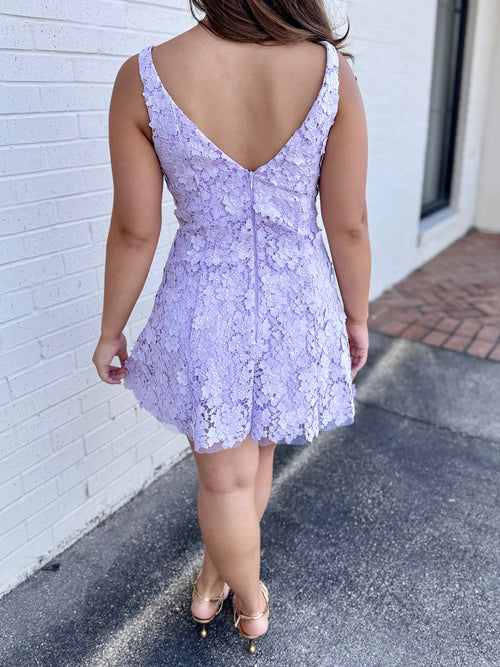 Marleigh Lavender Lace Mini Dress