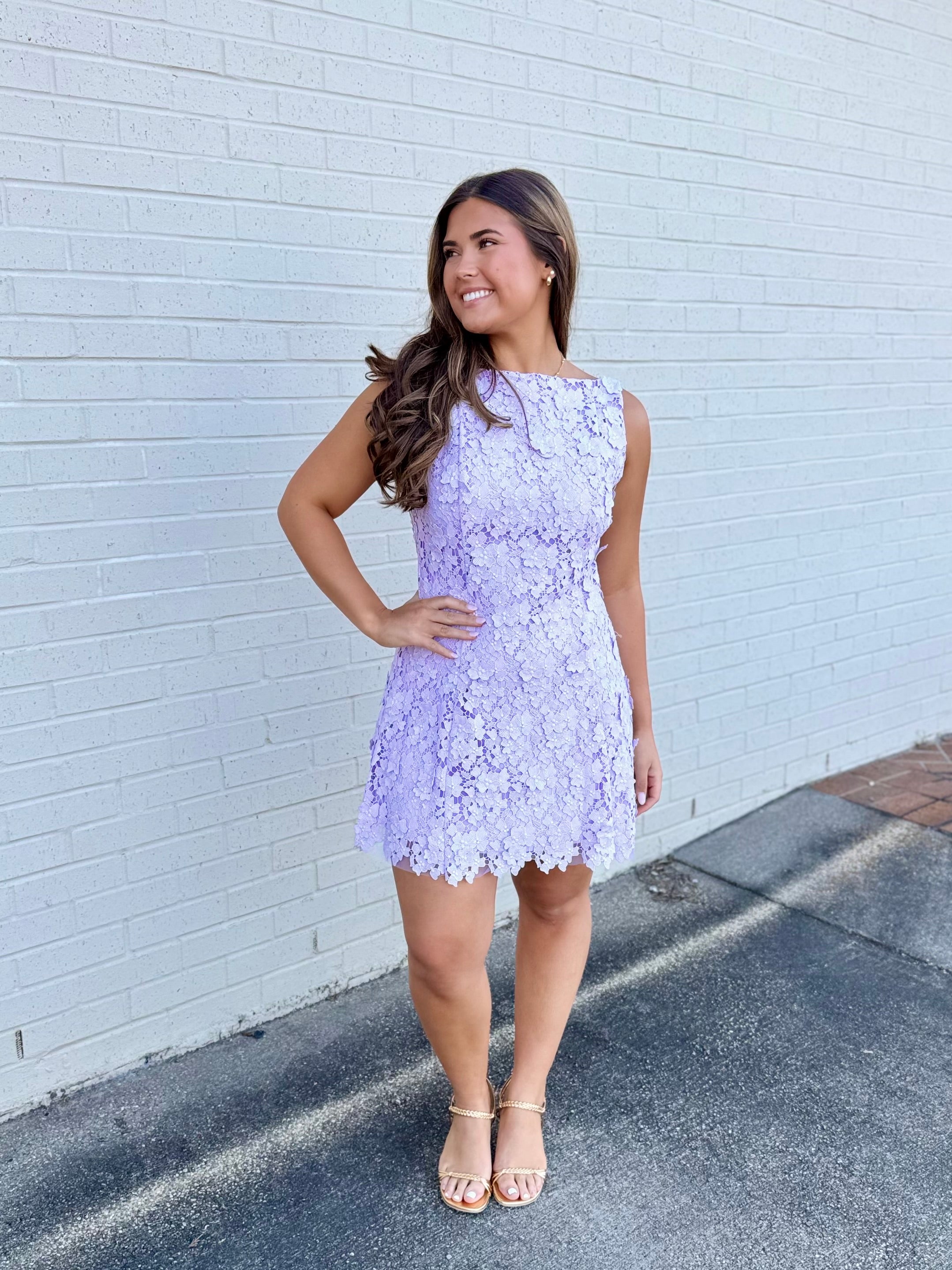 Marleigh Lavender Lace Mini Dress