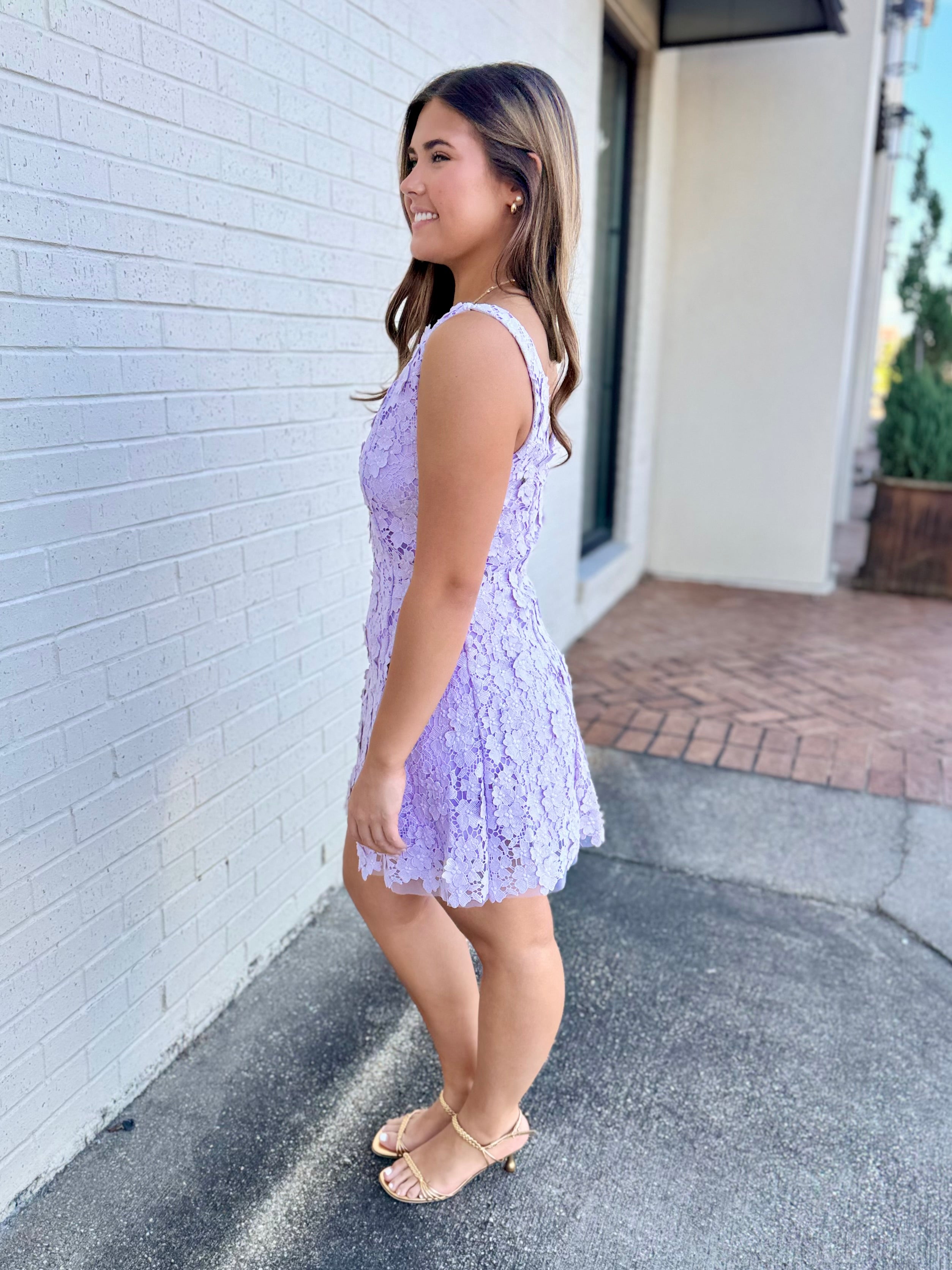 Marleigh Lavender Lace Mini Dress