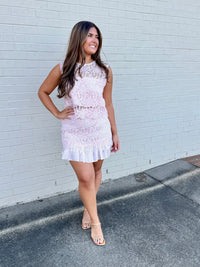 Greer Pink Lace Mini Skirt