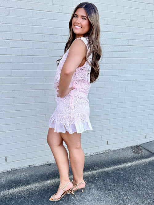 Greer Pink Lace Mini Skirt