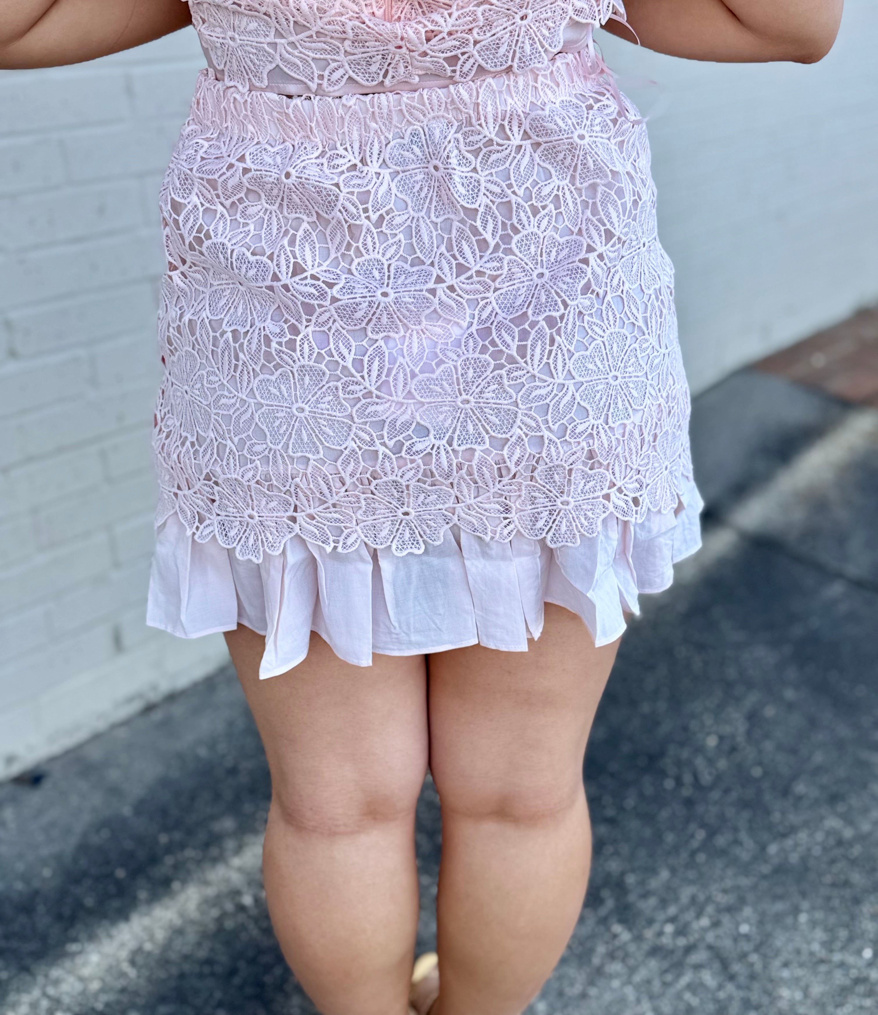 Greer Pink Lace Mini Skirt