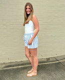 Day Trip Blue Striped Shorts