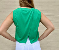 Green Roamer Overlap Wrap Top